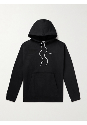 Nike - Solo Swoosh Logo-Embroidered Cotton-Blend Jersey Hoodie - Men - Black - S
