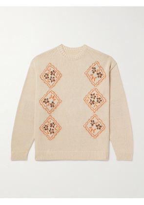 KAPITAL - Kookei Jacquard-Knitted Cotton-Blend Sweater - Men - Neutrals - 1