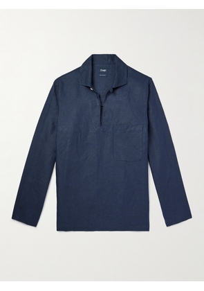 Drake's - Linen Half-Placket Shirt - Men - Blue - S