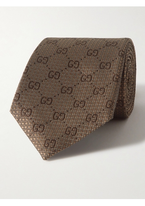 Gucci - 7cm Logo-Jacquard Silk Tie - Men - Brown