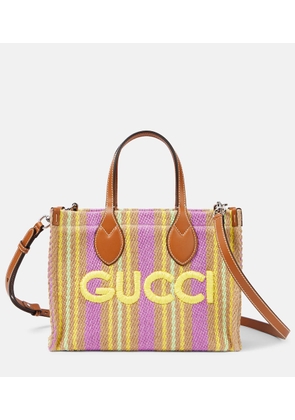 Gucci Straw Gucci Small leather-trimmed tote bag