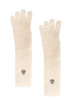 Moncler Wool Gloves in White - Cream. Size all.