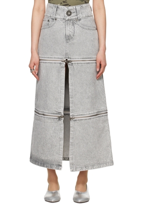 VAQUERA Gray Zipper Denim Maxi Skirt
