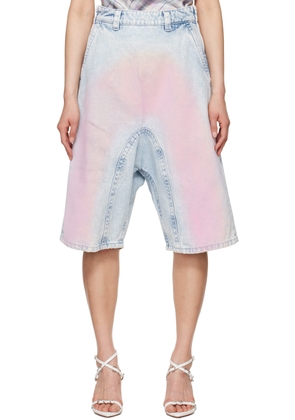 Y/Project Blue & Pink Souffle Denim Shorts