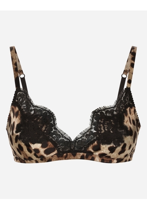 Dolce & Gabbana Leopard-print Soft Cup Bra With Lace - Woman Underwear Animal Print Satin 1