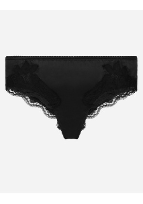 Dolce & Gabbana ショーツ サテン レース - Woman Underwear Black Silk 1