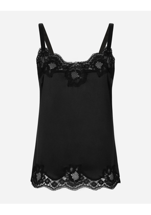 Dolce & Gabbana Hemdchen Aus Satin Mit Spitzendetails - Woman Underwear Black Silk 5