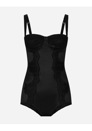 Dolce & Gabbana インナーウェアボディスーツ バルコネット シルク レース - Woman Underwear Black Silk 4b