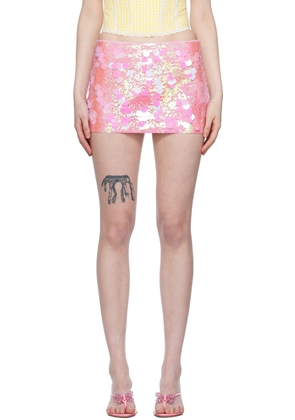GUIZIO Pink Paillette Miniskirt