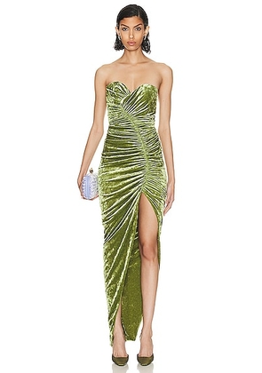 Alexandre Vauthier Bustier Long Dress in Olive Green - Olive. Size 40 (also in 34, 38, 42).