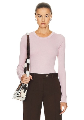 Enza Costa Silk Knit Long Sleeve Crewneck Top in Pink Clay - Blush. Size XL (also in L).