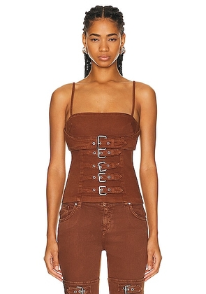 Blumarine Buckle Tank Top in Camoscio - Brown. Size 36 (also in 38).