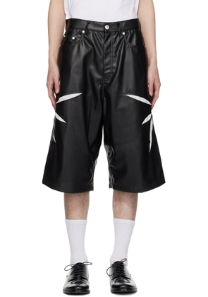 KUSIKOHC Black Origami Cut-Out Faux-Leather Shorts