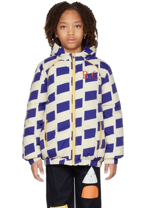 Bobo Choses Kids Blue & Off-White Checker All Over Puffer Jacket