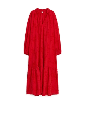 Embroidered Maxi Dress - Red