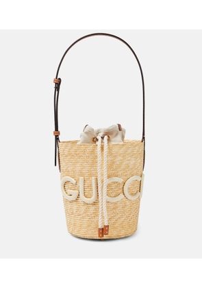Gucci Gucci Summer Small leather-trimmed bucket bag