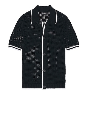 SER.O.YA Michael Crochet Cardigan in Black & White - Black. Size S (also in L, XL/1X).