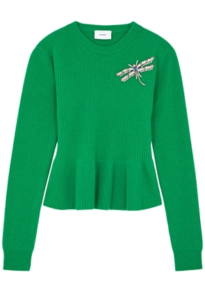 Erdem Dragonfly-embellished Wool Jumper - Green - S (UK8-10 / S)