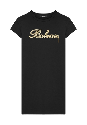 Balmain Kids Logo-embroidered Cotton Dress (10-14years) - Black - 10YR (10 Years)