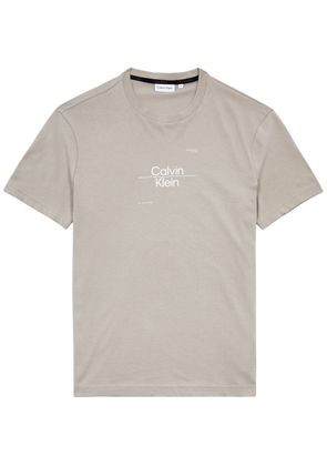 Calvin Klein Optic Logo-print Cotton T-shirt - Beige