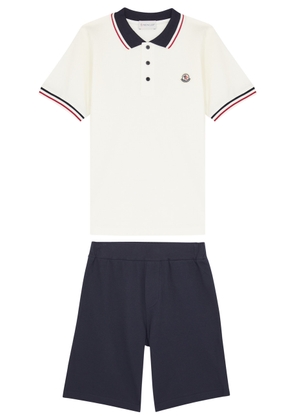 Moncler Kids Cotton Polo Shirt and Shorts set (12-14 Years) - White - 12A (12 Years)