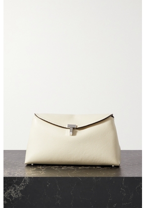 TOTEME - T-lock Textured-leather Clutch - Off-white - One size