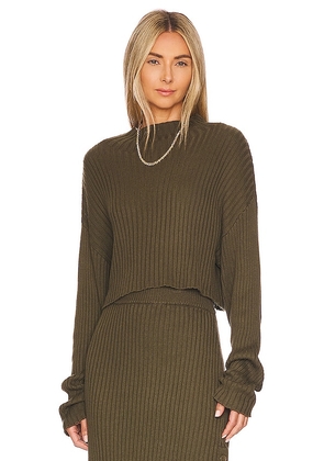 Bobi Cropped Pullover in Olive. Size M, S.