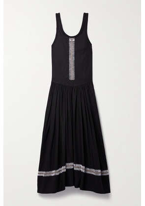Diotima - Pocomania Crochet-trimmed Cotton-poplin Maxi Dress - Black - 1,2,3,4