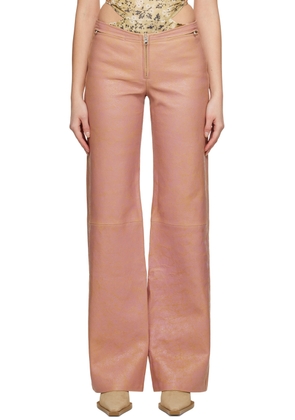 KNWLS SSENSE Exclusive Pink Stain Leather Pants
