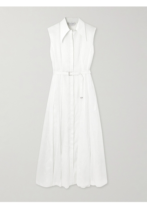 Gabriela Hearst - Durand Belted Pleated Linen Dress - White - IT36,IT38,IT40,IT42,IT44,IT46,IT48