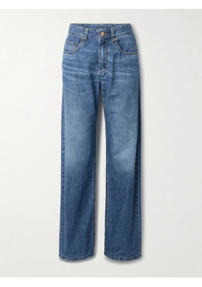 Brunello Cucinelli - Bead-embellished Mid-rise Wide-leg Jeans - Blue - IT36,IT38,IT40,IT42,IT44,IT46,IT48,IT50,IT52