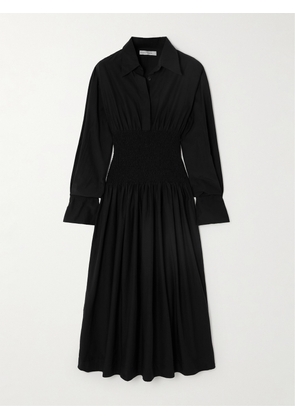 Faithfull The Brand - + Net Sustain Cervo Shirred Silk And Cotton-blend Midi Shirt Dress - Black - x small,small,medium