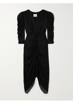 Isabel Marant - Nemil Ruched Fil Coupé Midi Dress - Black - FR34,FR36,FR38,FR40,FR42,FR44