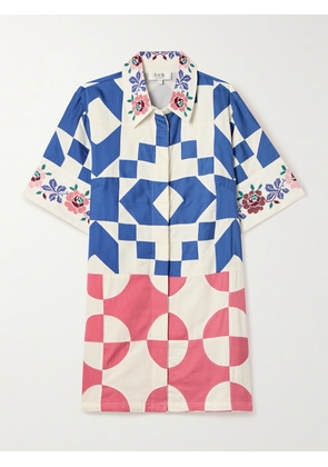Sea - Tanya Embroidered Patchwork Cotton Mini Shirt Dress - Multi - xx small,x small,small,medium,large,x large