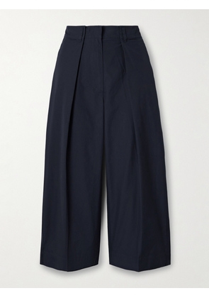 Ulla Johnson - Emery Cropped Pleated Cotton-poplin Wide-leg Pants - Blue - US0,US2,US4,US6,US8,US10,US12