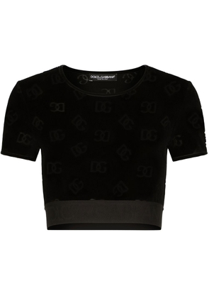 Dolce & Gabbana DG-logo flocked T-shirt - Black
