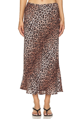 RIXO Kelly Skirt in Brown. Size M, S, XS.