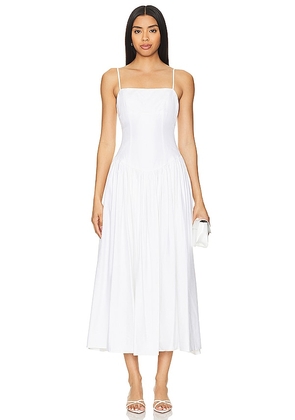 Tularosa Harriett Midi Dress in White. Size L, S, XL, XS, XXS.