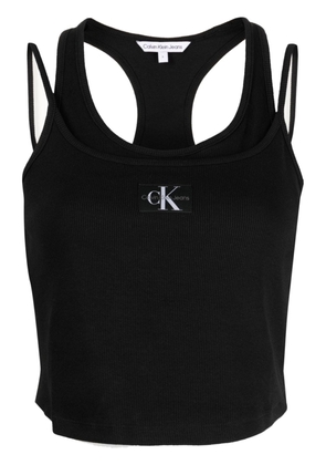 Calvin Klein layered logo-appliqué sleeveless top - Black
