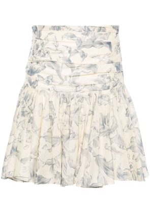 SANDRO floral-print flared skirt - Neutrals