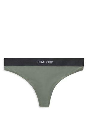 TOM FORD logo-jacquard thong - Green