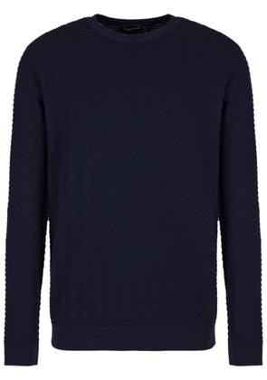 Giorgio Armani chevron-knit wool-blend jumper - Blue
