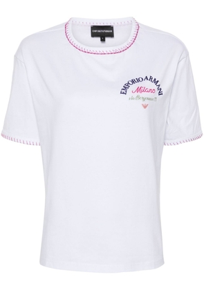 Emporio Armani embroidered-logo cotton T-shirt - White