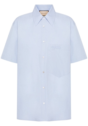 Gucci logo-embroidered cotton shirt - Blue