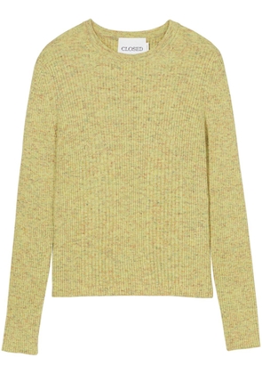 Closed ribbed speckle-knit jumper - Yellow