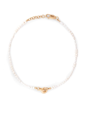Otiumberg Link Up beaded pearl anklet - Gold