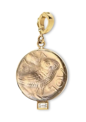 Azlee 18kt yellow gold small Owl Of Athena pendant charm