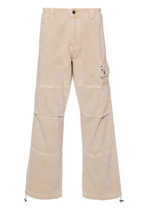 Moschino logo-embroidered cotton trousers - Neutrals