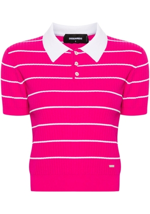 Dsquared2 logo-plaque knitted polo top - Pink
