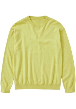 Closed crew-neck cotton jumper - Yellow